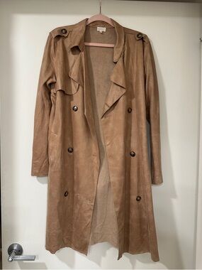 🧥Dee Elly Camel Faux Suede Trench Coat